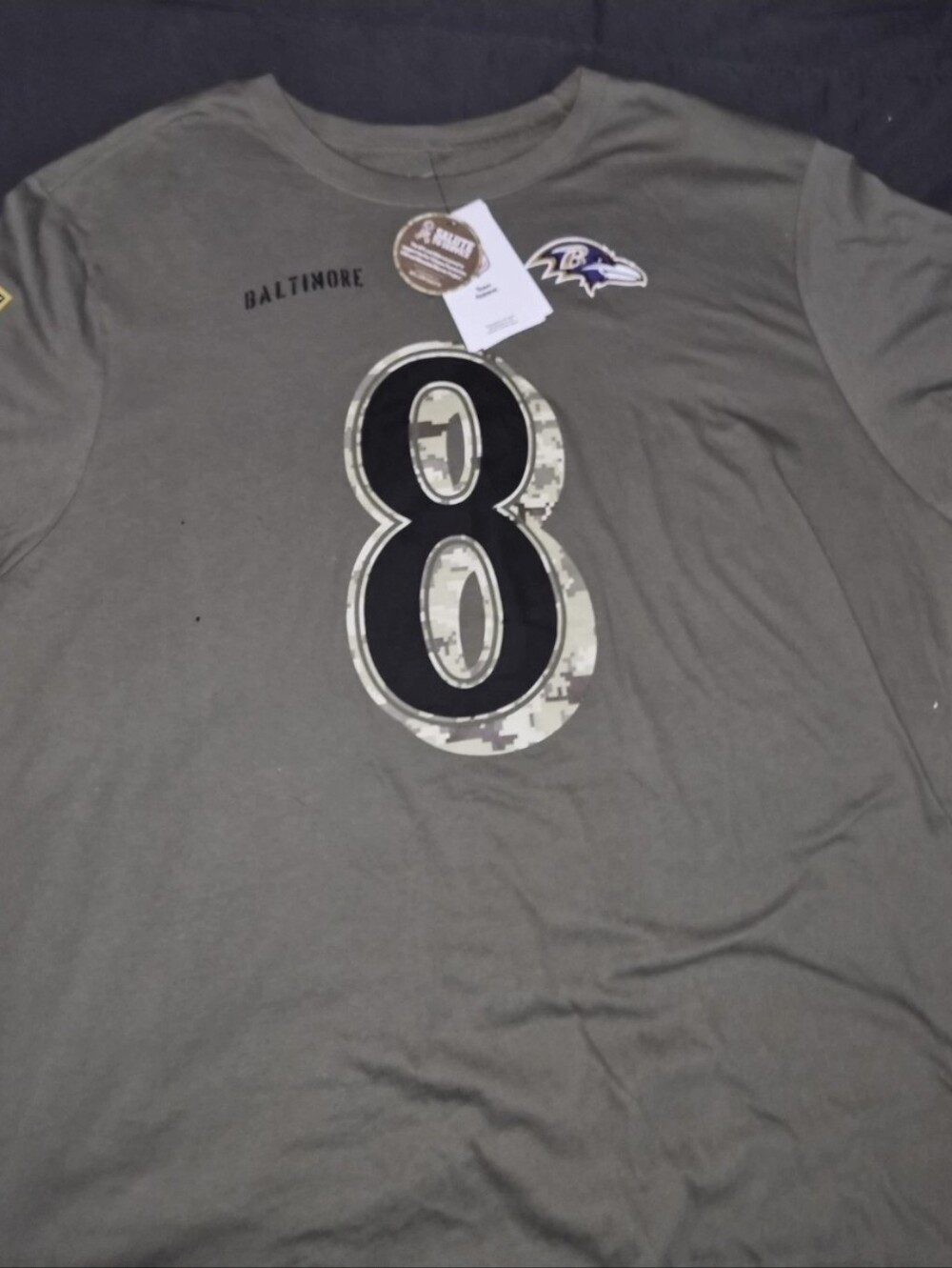 Nike Baltimore Ravens #8 Olive Green Graphic Tee
